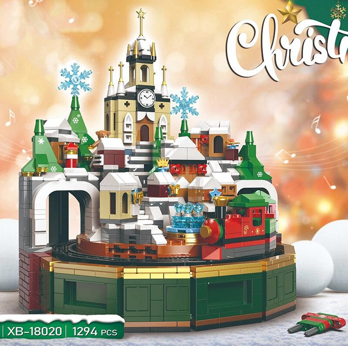 [XB-18020] Christmas Castle - Music Box Lego-compatible Build & Display