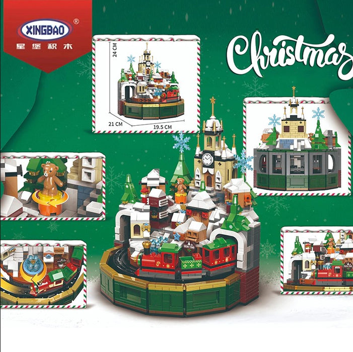 [XB-18020] Christmas Castle - Music Box Lego-compatible Build & Display
