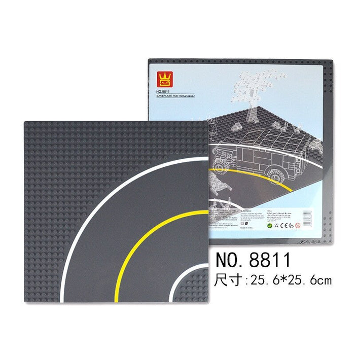 [WA-8811] Baseplate (Grey): Road - Corner [32x32]